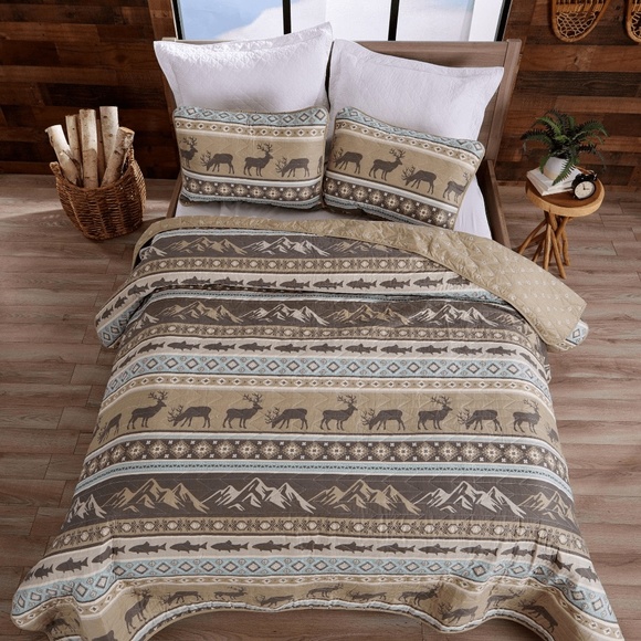 Lodge Quilt - Yosemite Collection 3 piece set Full/Queen - Picture 3 of 5